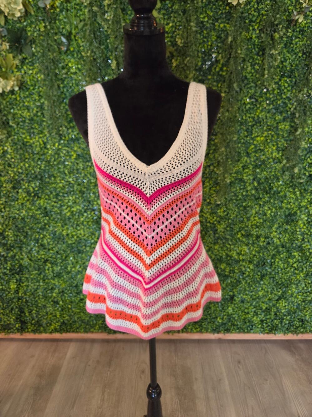 Absolutely Famous crochet v-neck bohemian top